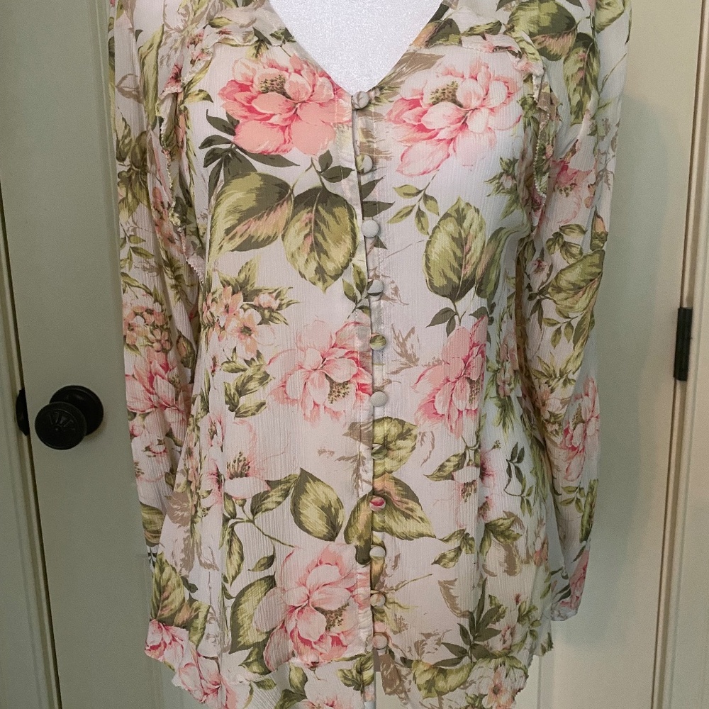 J.Jill Floral Ruffle top